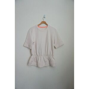 Lululemon Pullover Neutral Blush Sweatshirt Tunic Peplum Short Sleeve size M/L